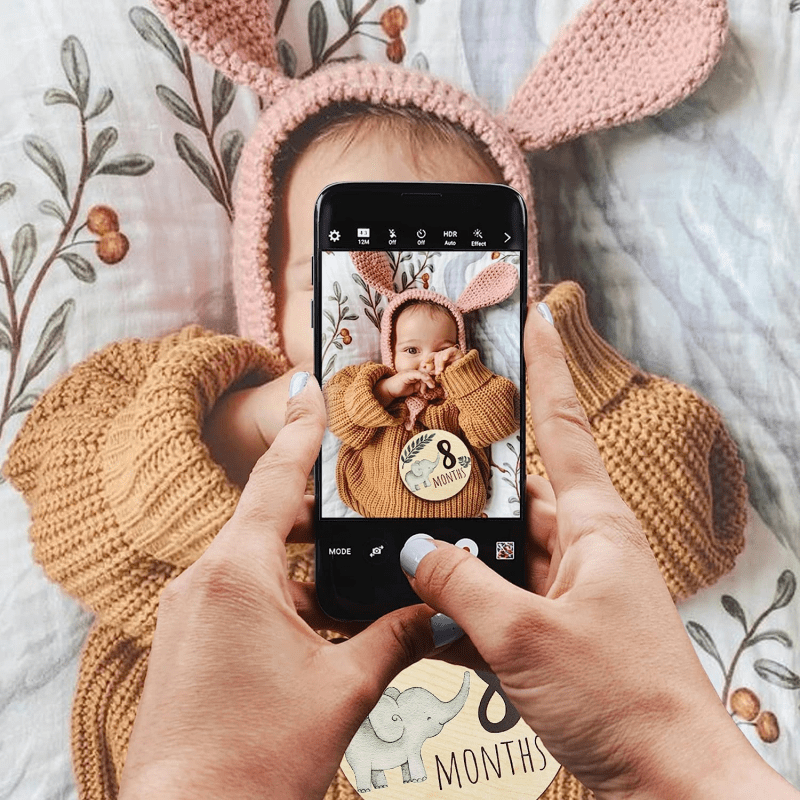 Baby Monthly Milestone Cards and Wood Announcement Signs for Newborn Photography