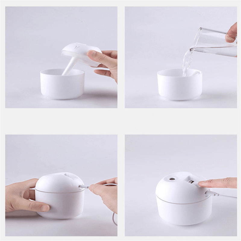 Aromaterapiya namlagich USB havo tozalagich va asosiy yog' diffuzori bilan plastmassa