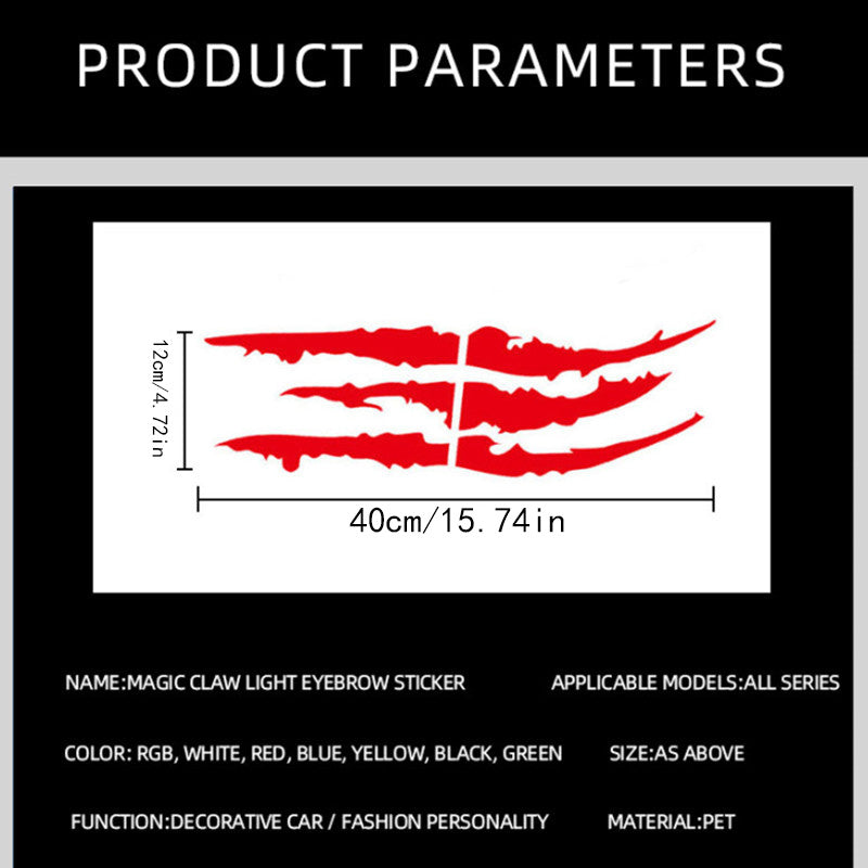 Universal motosikl va avtomobil uchun stiker, tirnoq chiziqli, yoritgichli, suv o'tkazmaydigan dekali