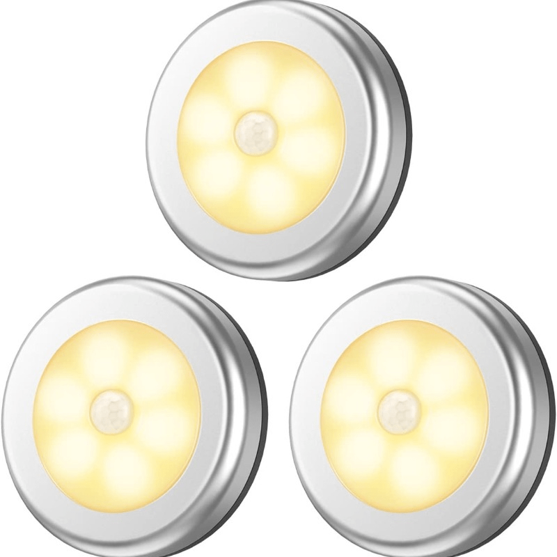 Pack of 3 White LED Motion Sensor Lights for Indoor and Outdoor Use