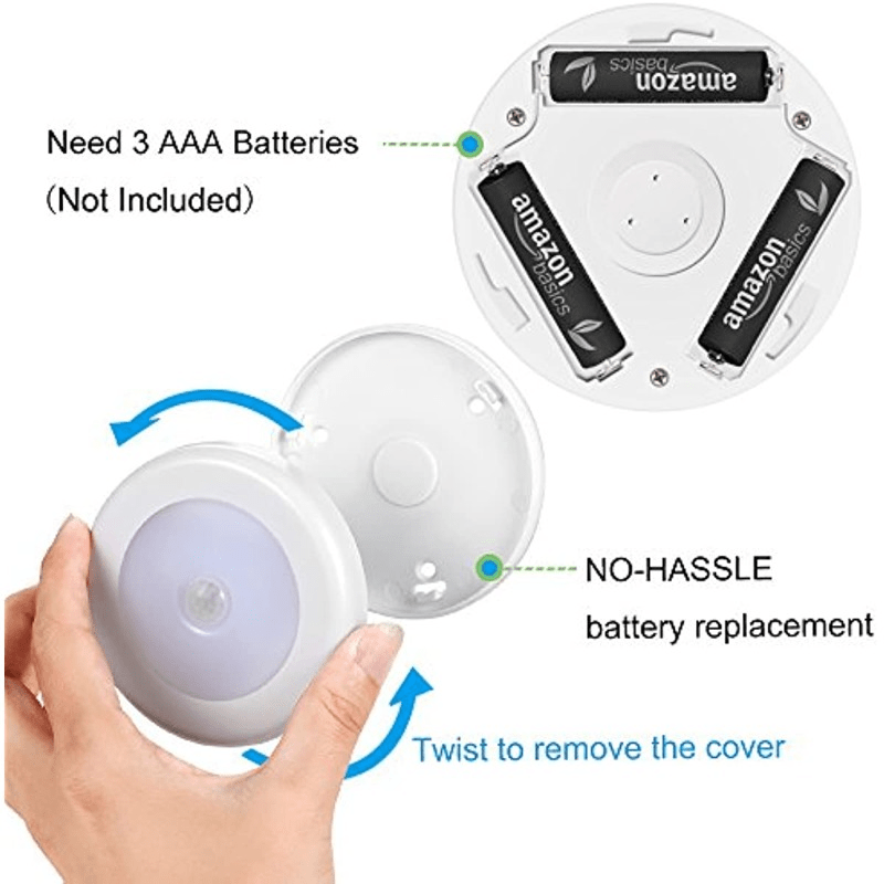 Pack of 3 White LED Motion Sensor Lights for Indoor and Outdoor Use