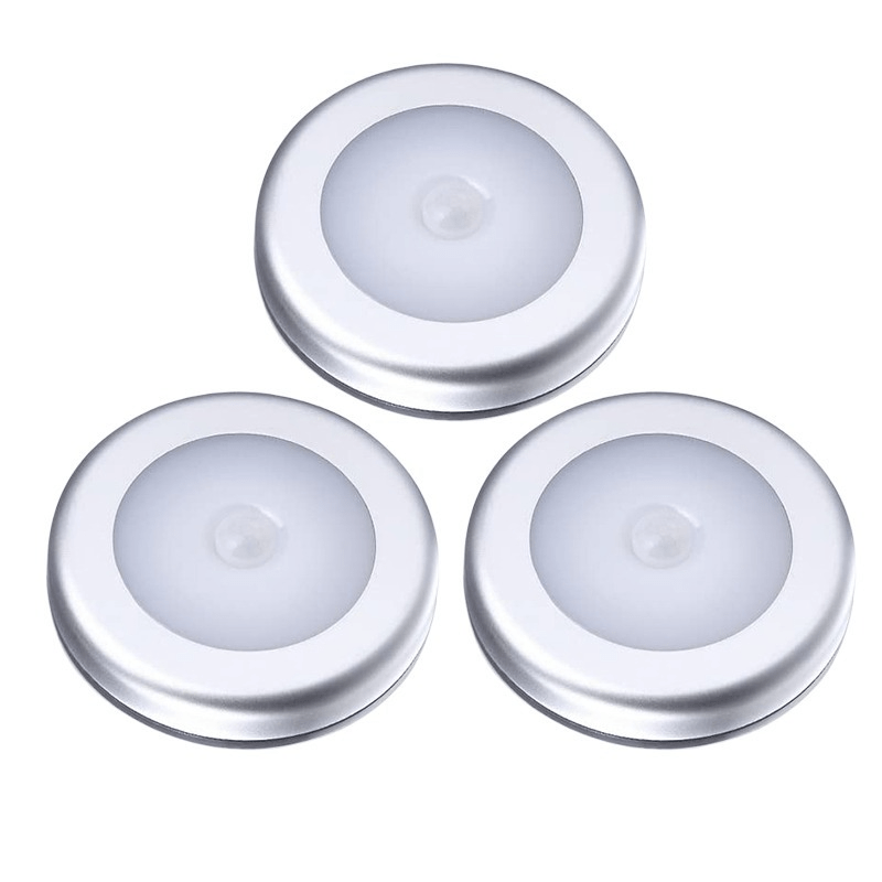 Pack of 3 White LED Motion Sensor Lights for Indoor and Outdoor Use
