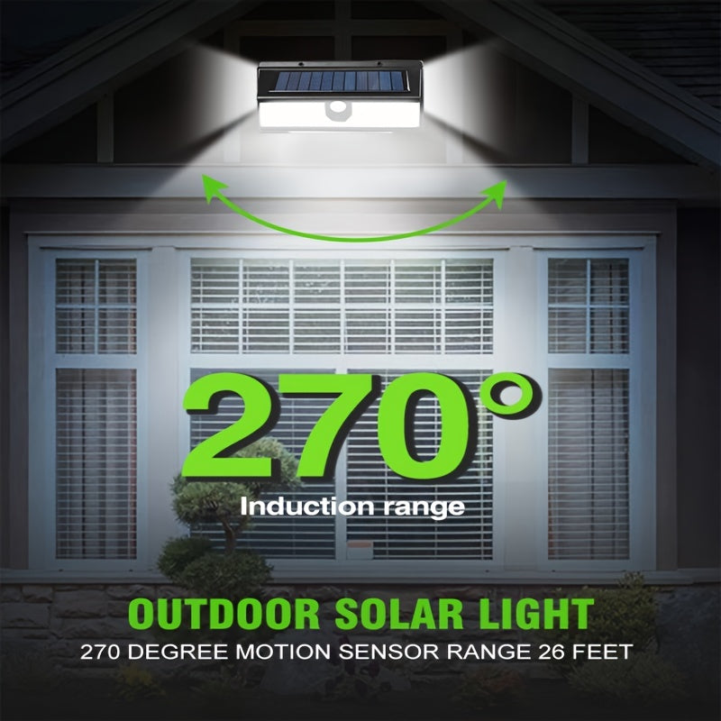 Solar Wall Light with 190 LED Motion Sensor Outdoor Security Lighting for Garden Fence Driveway