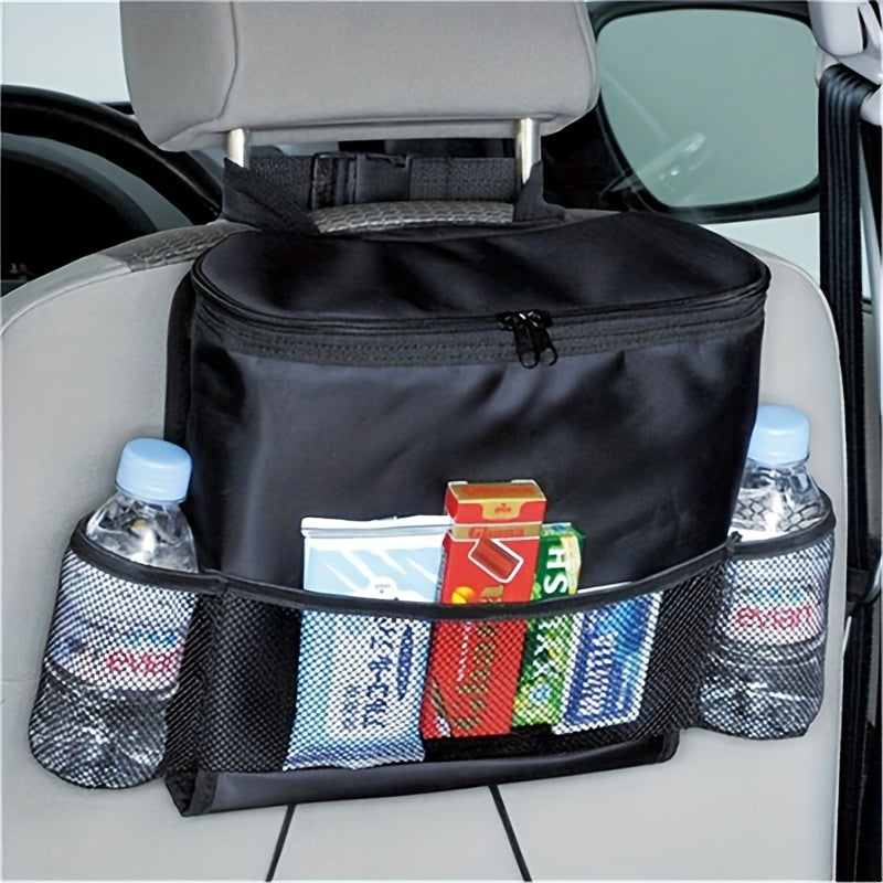 Bolsa organizadora colgante para interior del coche con múltiples bolsillos y paquete de hielo negro