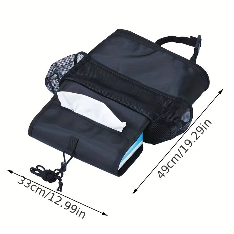 Car Interior Hanging Organizer Bag With Multiple Pockets and Ice Pack Black