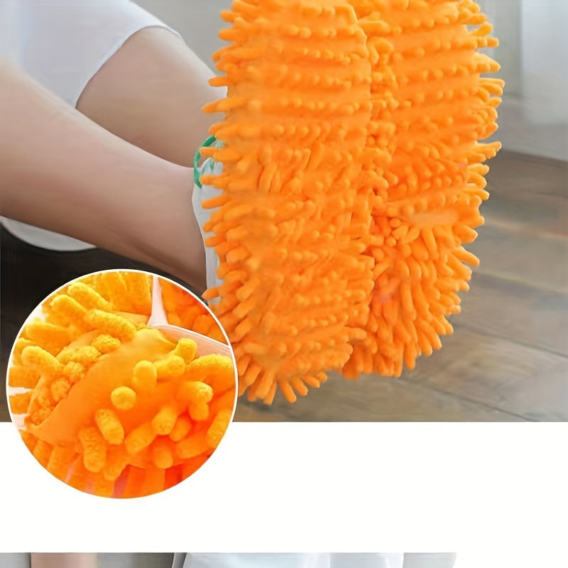 2pcs Colorful Microfiber Mop Slippers Washable Reusable Shoe Covers for Floor Cleaning