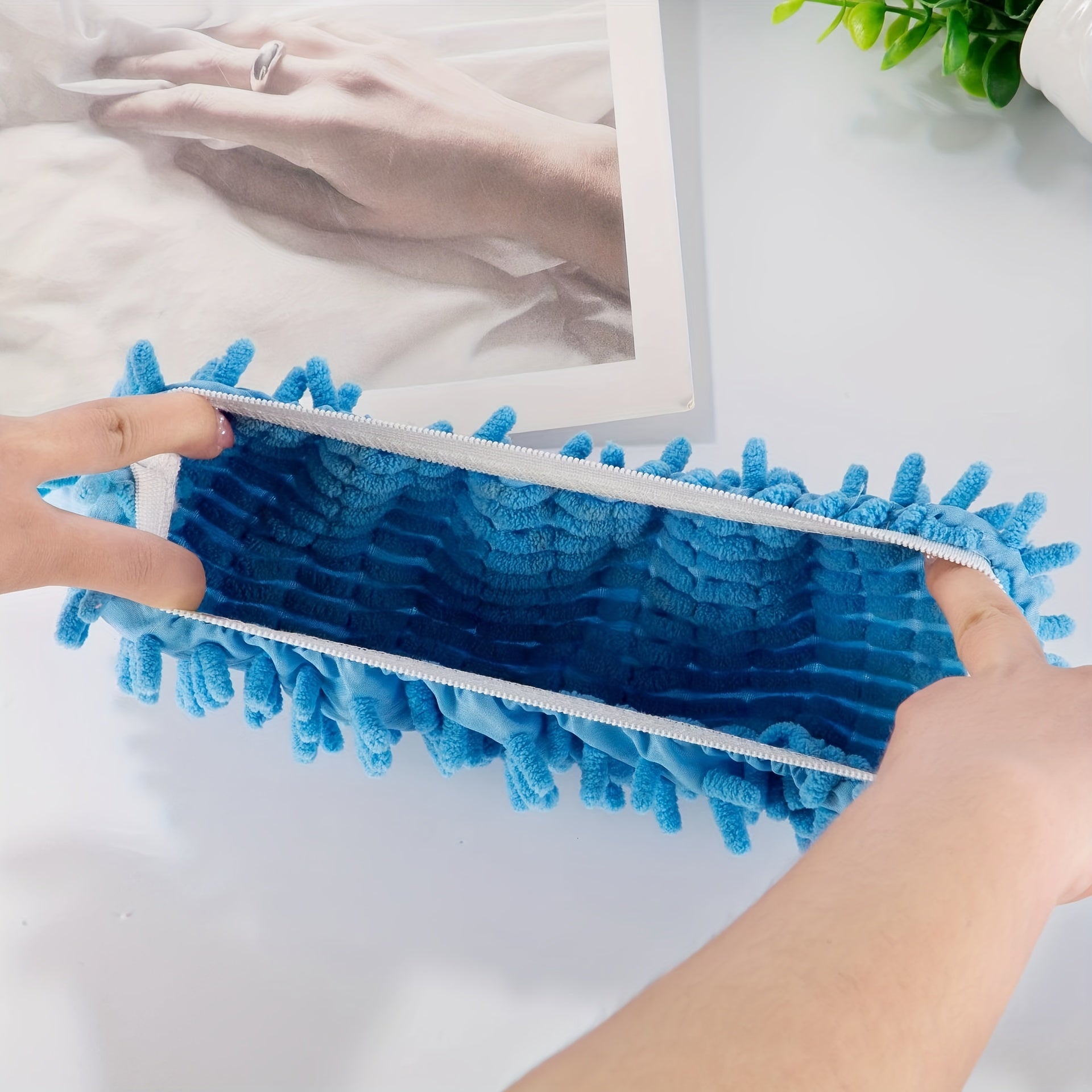 2pcs Colorful Microfiber Mop Slippers Washable Reusable Shoe Covers for Floor Cleaning