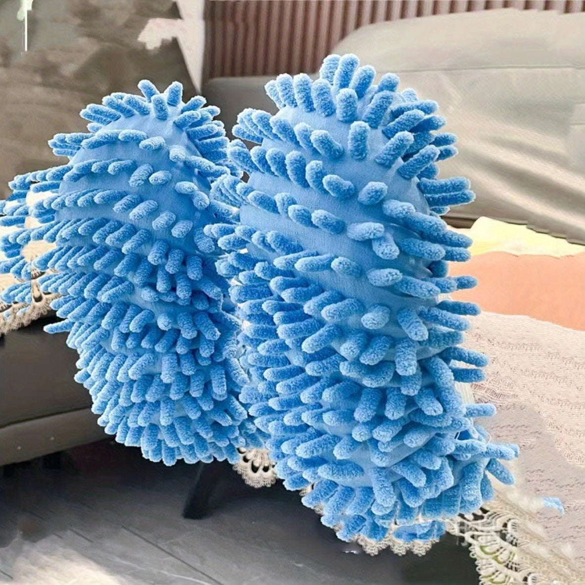 2pcs Colorful Microfiber Mop Slippers Washable Reusable Shoe Covers for Floor Cleaning