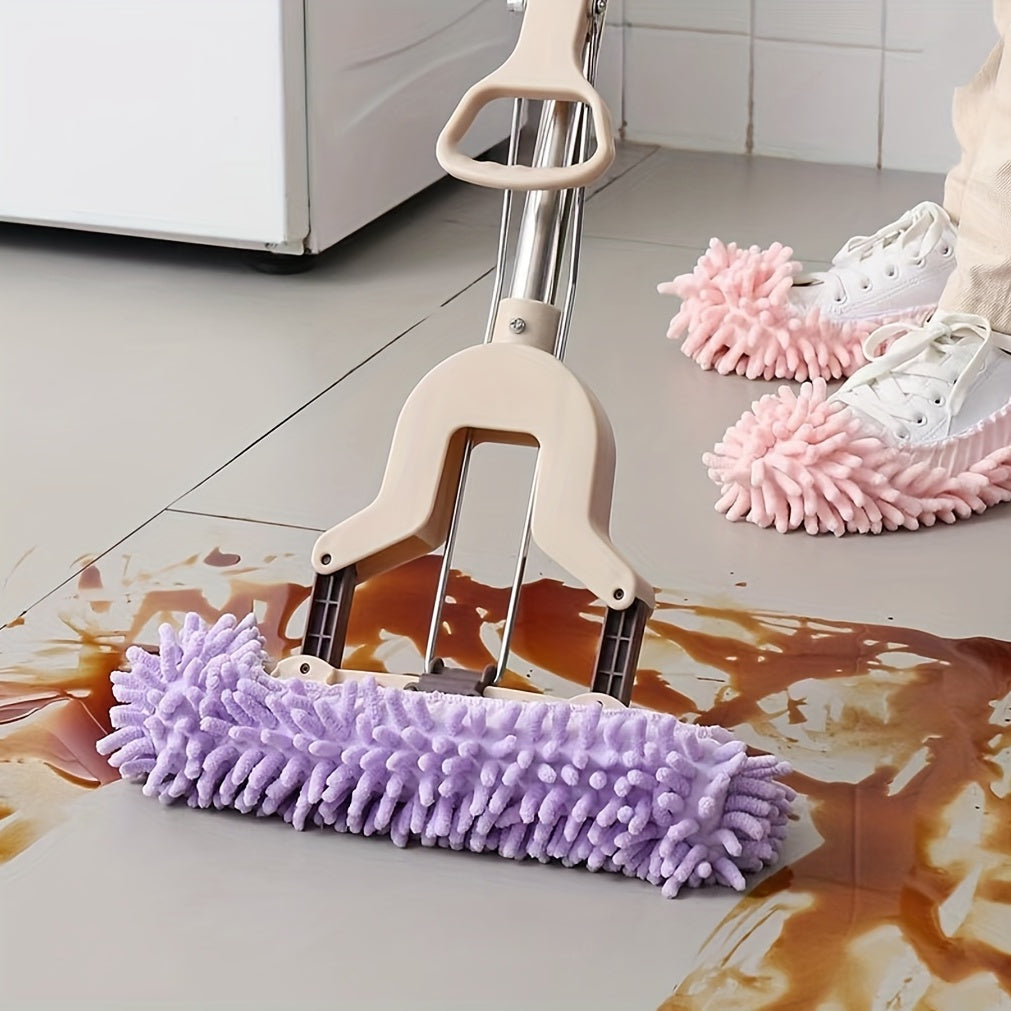 2pcs Colorful Microfiber Mop Slippers Washable Reusable Shoe Covers for Floor Cleaning