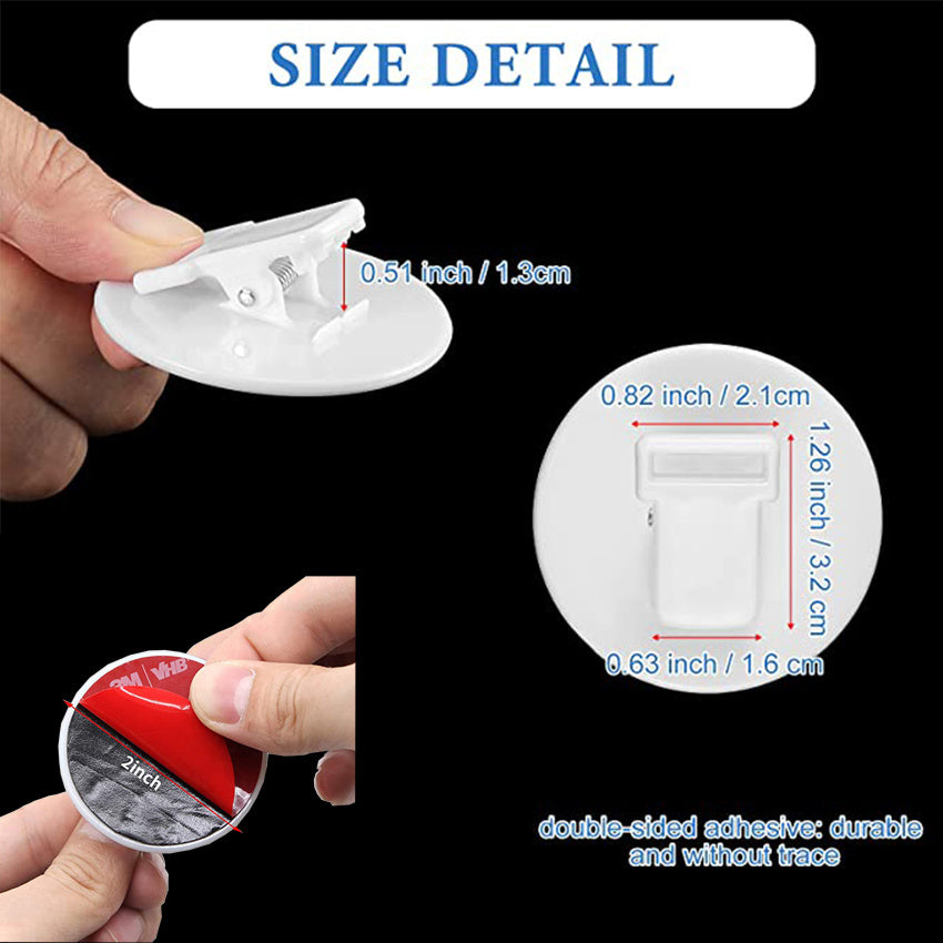 Plastic Shower Curtain Clips with Anti-Splash Design and Self-Adhesive Pads White Geometric