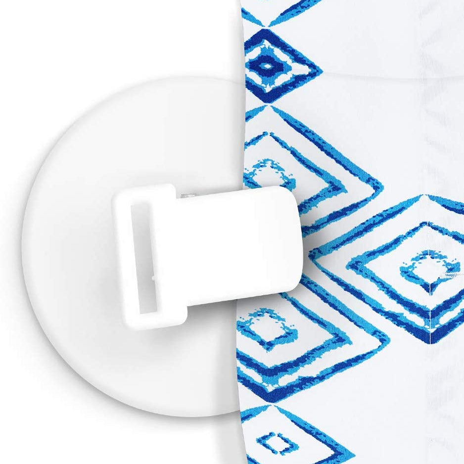 Plastic Shower Curtain Clips with Anti-Splash Design and Self-Adhesive Pads White Geometric