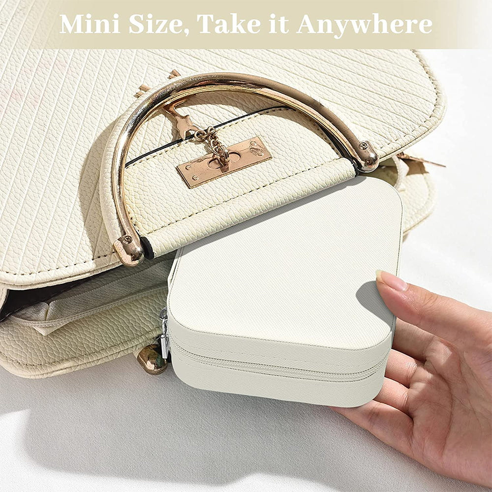 Mini Portable Zipper Jewelry Storage Box for Rings Necklaces and Studs