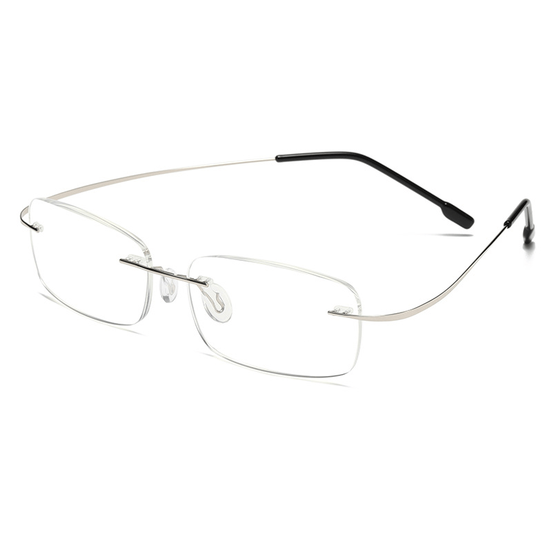 Men's Rimless Titanium Presbyopia Glasses with Flexible Memory Legs +1.0 to +4.0