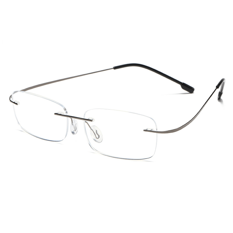 Men's Rimless Titanium Presbyopia Glasses with Flexible Memory Legs +1.0 to +4.0