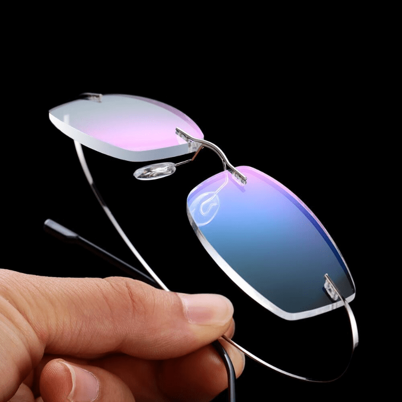 Men's Rimless Titanium Presbyopia Glasses with Flexible Memory Legs +1.0 to +4.0