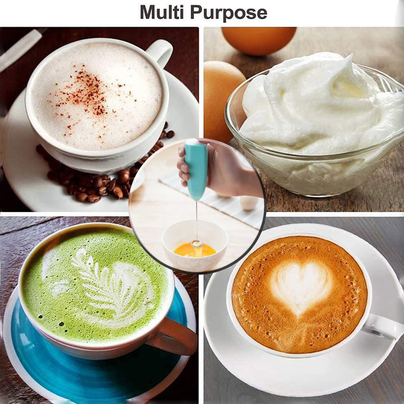 Electric Milk Frother Handheld Egg Beater for Coffee, Cappuccino, Cake Batter, Pink Black Green