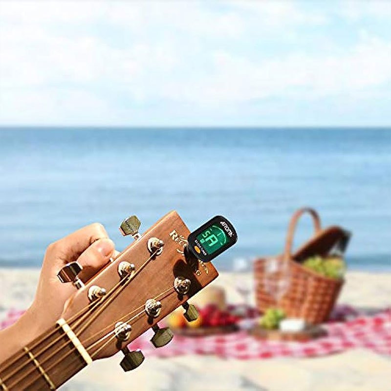 Clip-On Guitar Tuner for Guitar Bass Violin Ukulele Automatic Power-Off Single Button Black