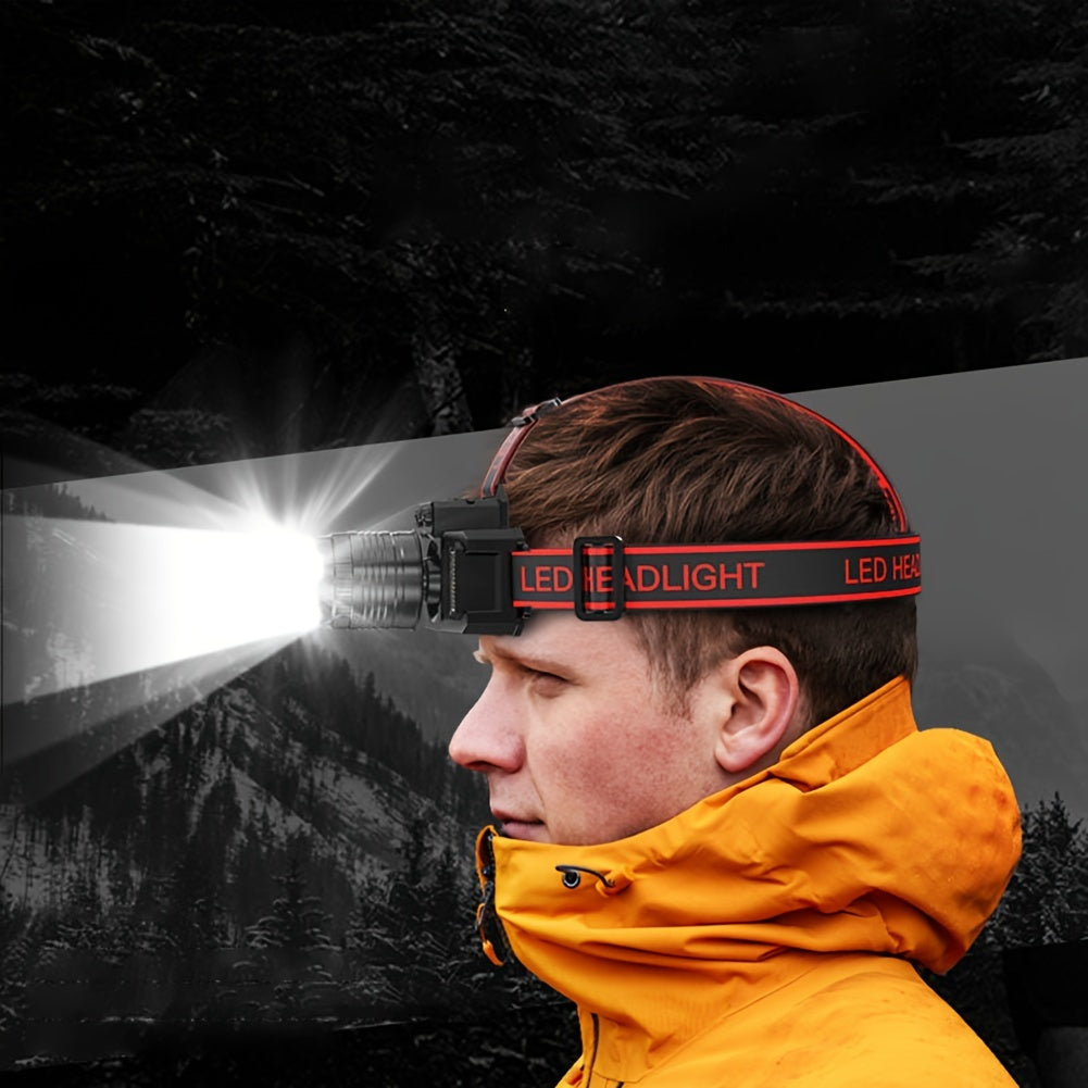 Светодиодный индукционный налобный фонарь для активного отдыха, перезаряжаемый и с сенсорным управлением.