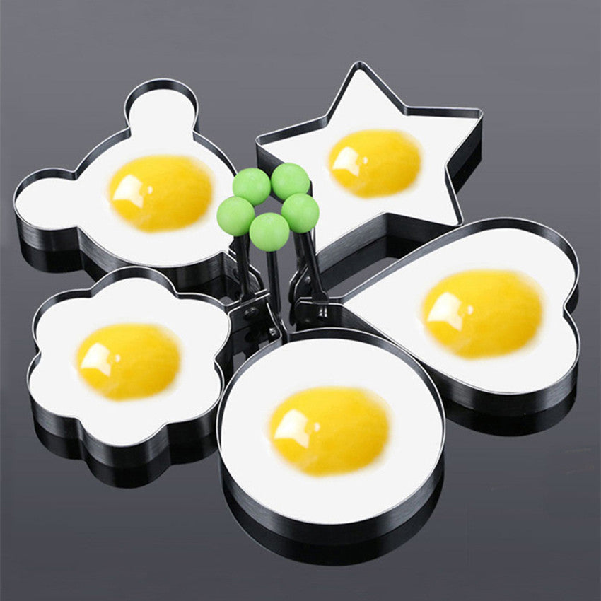 Set of 5 Stainless Steel Egg Molds for Frying Non-Stick Omelet and Pancake Rings