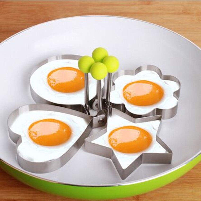 Set of 5 Stainless Steel Egg Molds for Frying Non-Stick Omelet and Pancake Rings