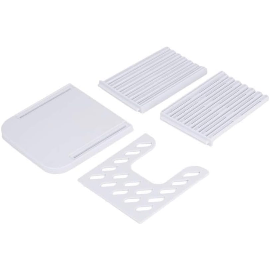 Moslashuvchan plastmassa nonni kesish uchun qo‘llanma, oq, yig‘iladigan oshxona asbobi