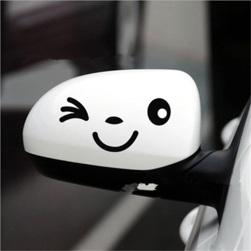 2PCS Reflective Car Stickers Rearview Mirror Cartoon Decals for All Cars