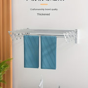 Stainless Steel Wall Mounted Clothes Drying Rack with Collapsible Towel Shelf