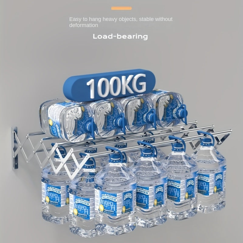 Stainless Steel Wall Mounted Clothes Drying Rack with Collapsible Towel Shelf