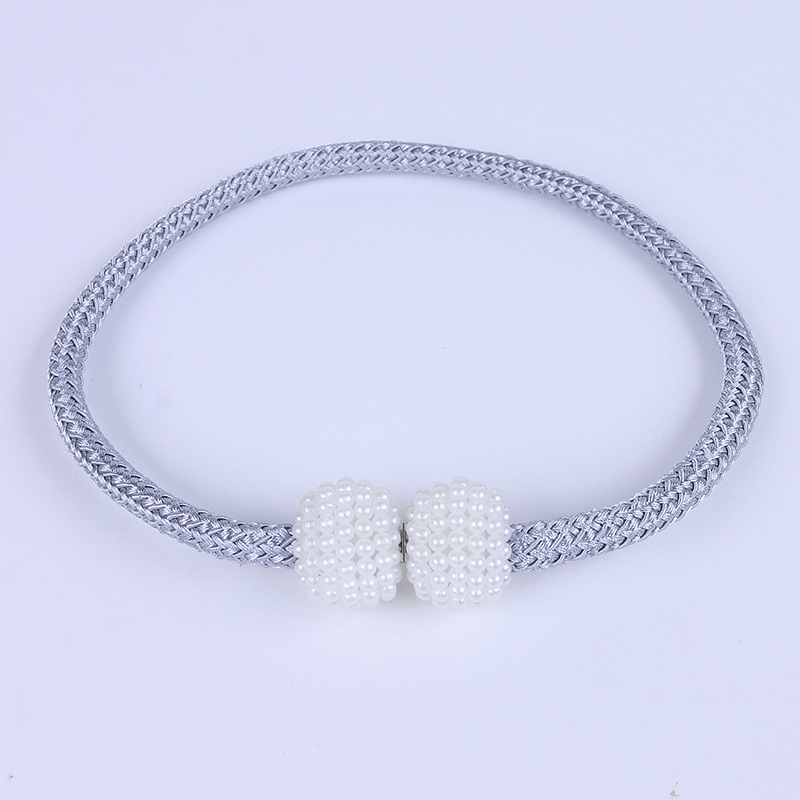 Set of 2 Faux Pearl Bead Magnetic Curtain Tiebacks No Drilling Stylish Holdbacks for Bedroom Living Room
