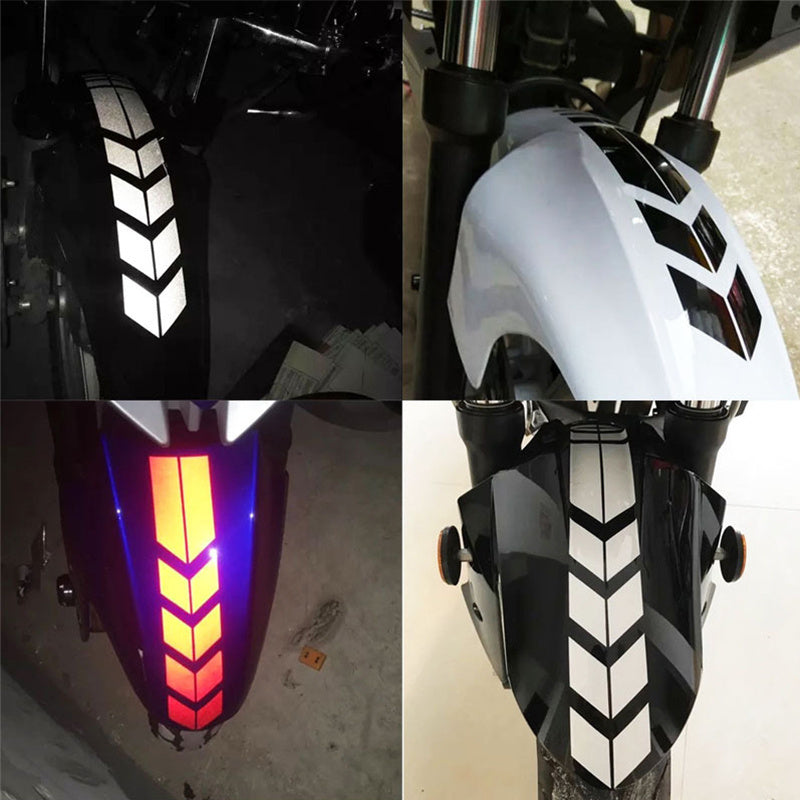 Universal Waterproof Reflective Motorcycle Arrow Stripe Stickers Fender Tape