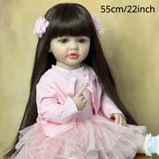 22-Inch Pink Silicone Baby Doll with Clothes, Bottle, Soothing Item and Birth Card for Kids 3+