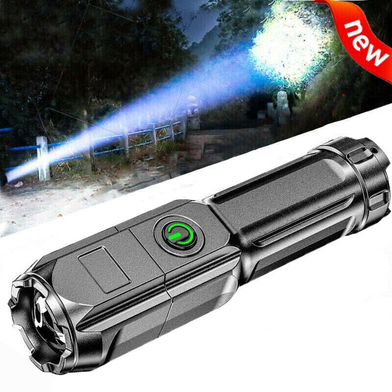 Zoomable Compact USB Rechargeable Flashlight with 800mAh Battery for Outdoor and Home Use