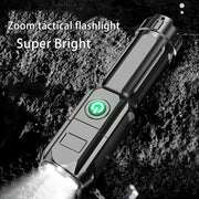 Zoomable Compact USB Rechargeable Flashlight with 800mAh Battery for Outdoor and Home Use