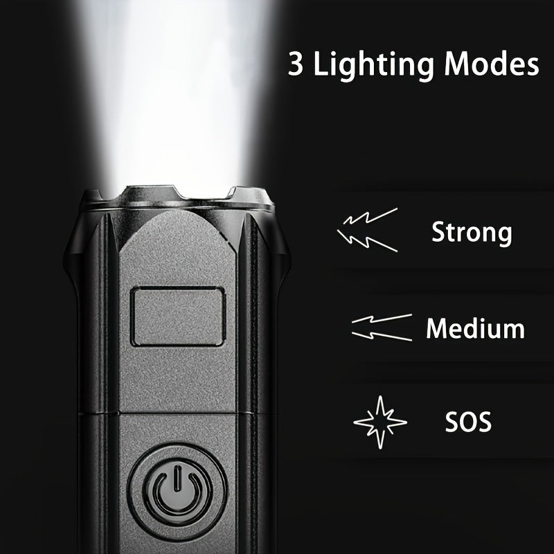 Zoomable Compact USB Rechargeable Flashlight with 800mAh Battery for Outdoor and Home Use