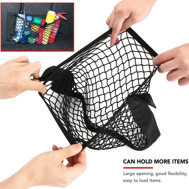 Universal Car Organizer with Storage Pockets and Elastic Mesh for Seat Back and Trunk