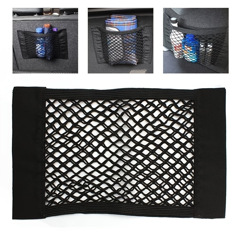 Universal Car Organizer with Storage Pockets and Elastic Mesh for Seat Back and Trunk
