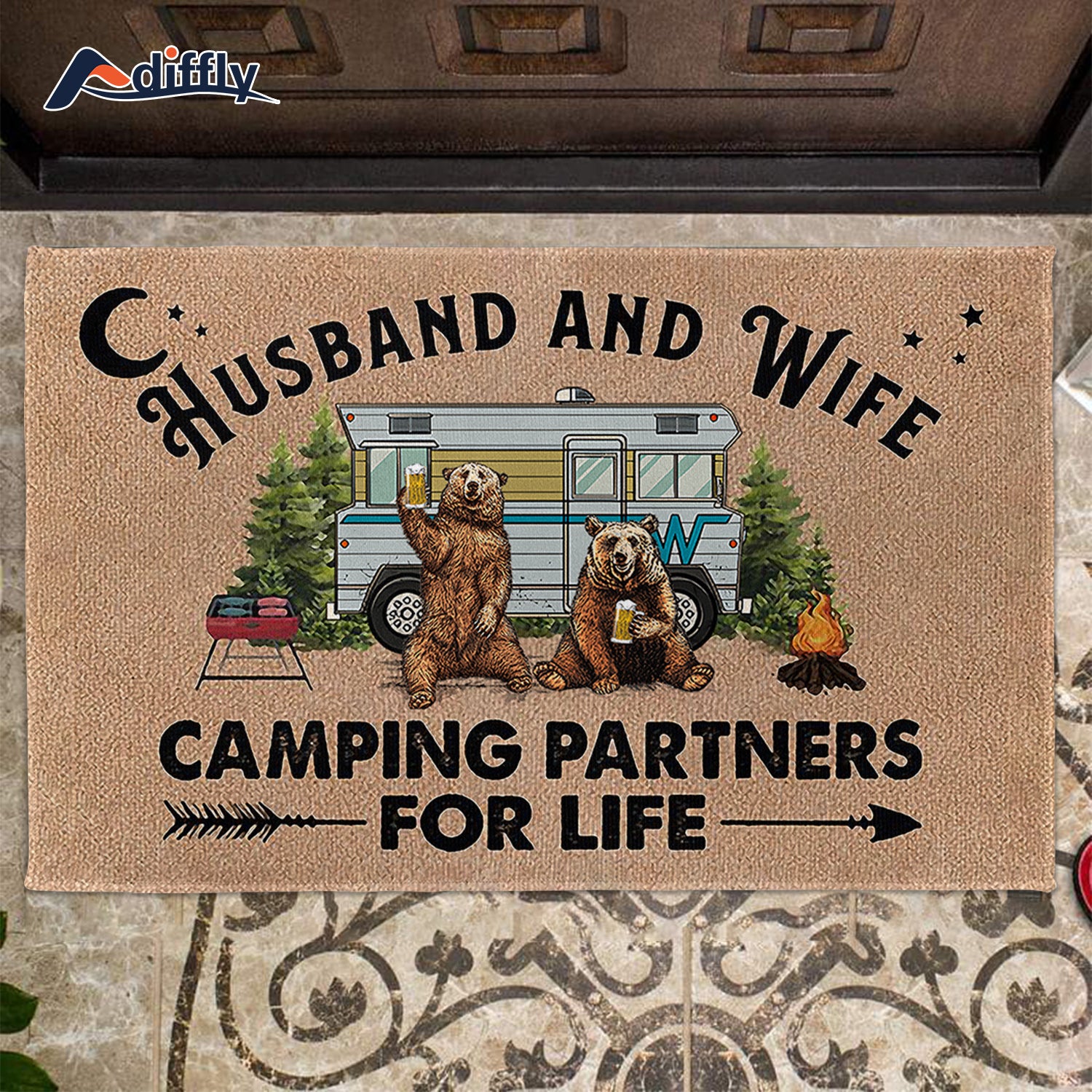 Outdoor Camper Doormat Non Slip Rug Entrance Door Mat for RV Cabin 1pc