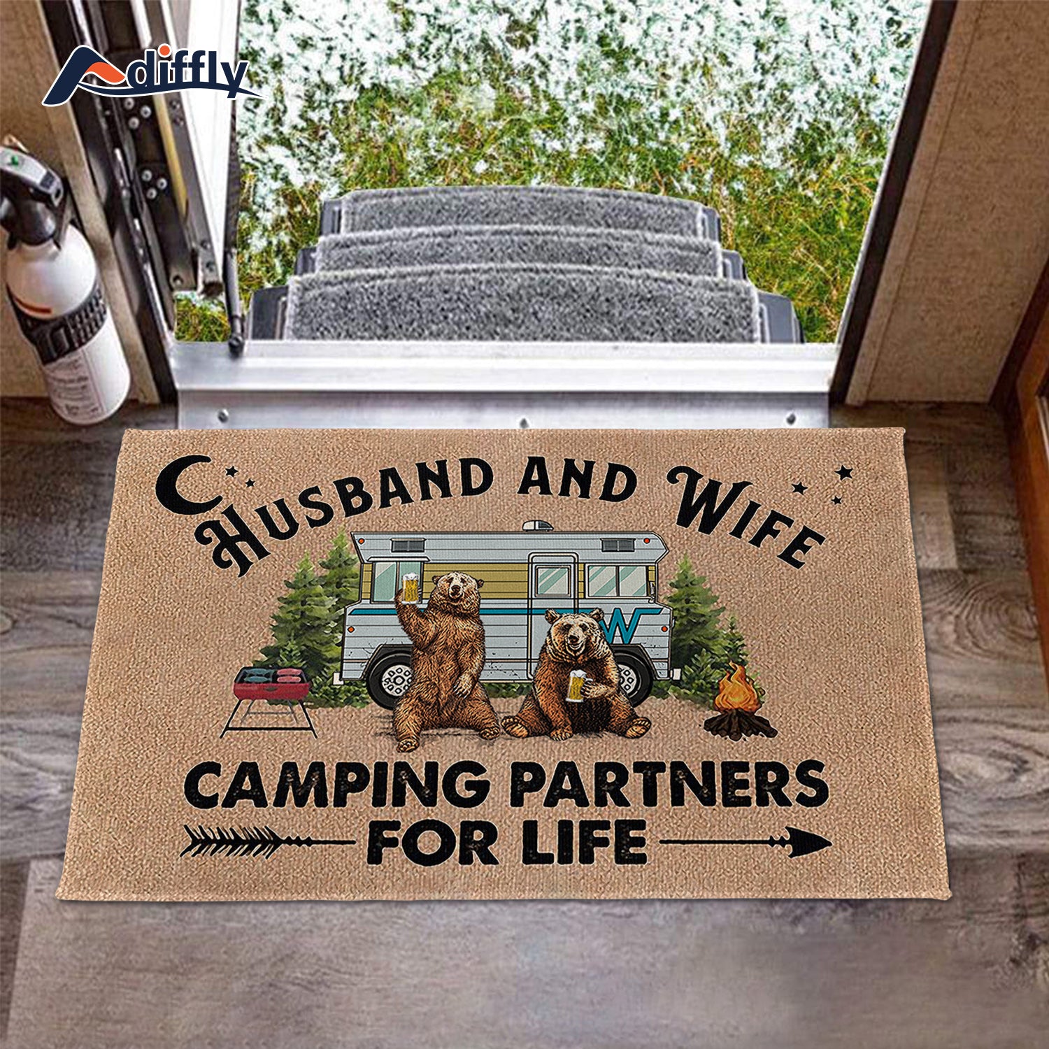 Outdoor Camper Doormat Non Slip Rug Entrance Door Mat for RV Cabin 1pc