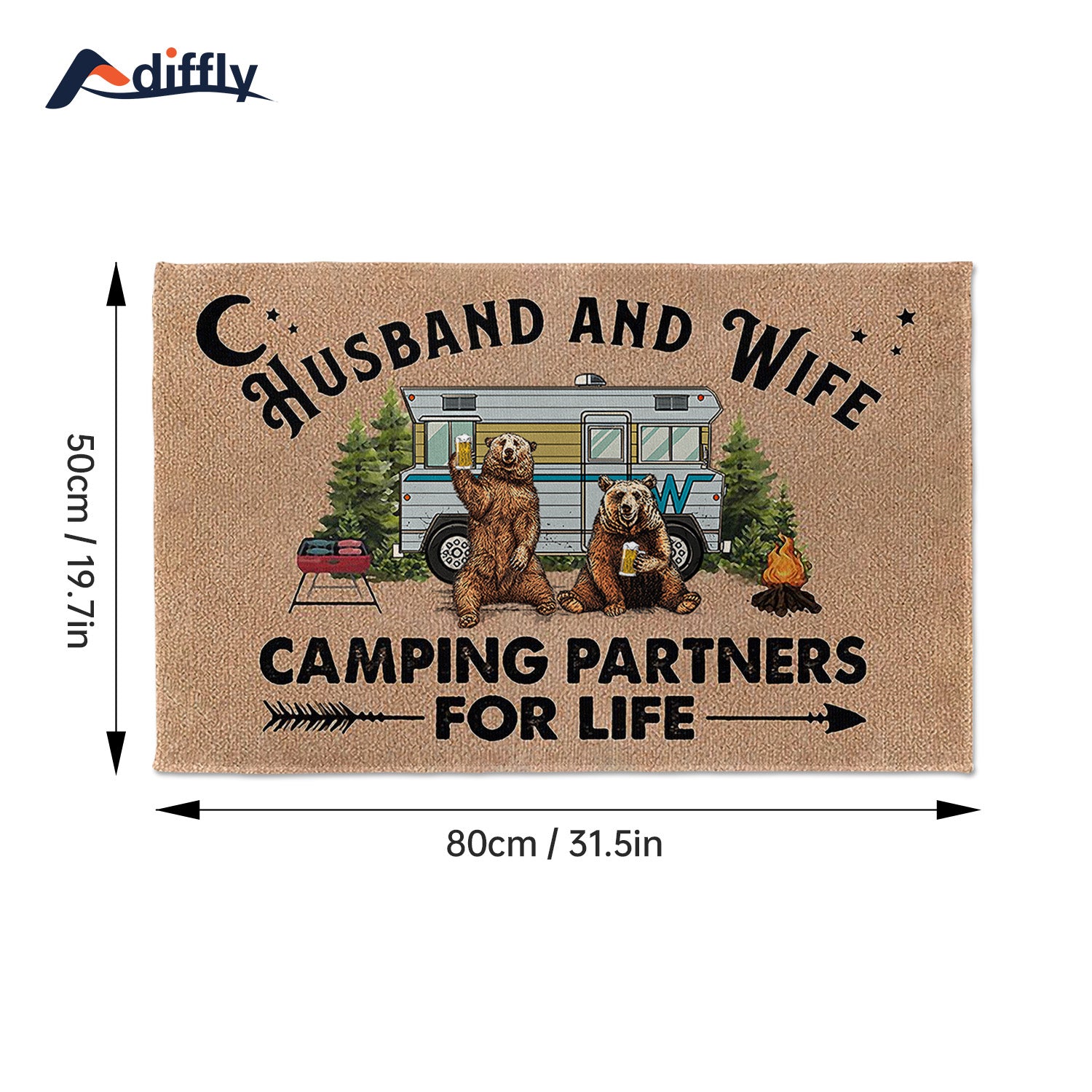 Outdoor Camper Doormat Non Slip Rug Entrance Door Mat for RV Cabin 1pc