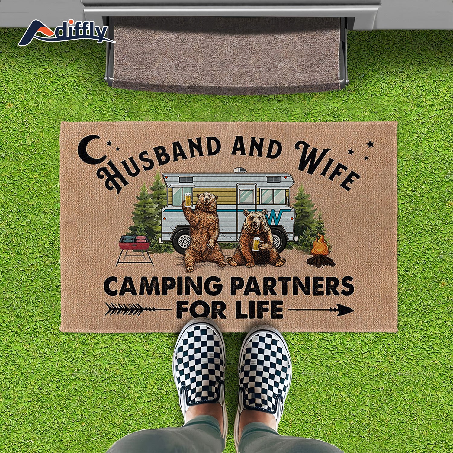 Outdoor Camper Doormat Non Slip Rug Entrance Door Mat for RV Cabin 1pc