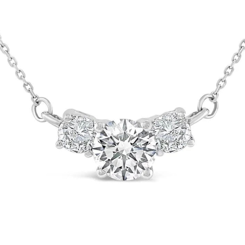 Sterling Silver Necklace with 2-4ct Moissanite Pendant White Gold Clavicle Chain for Women