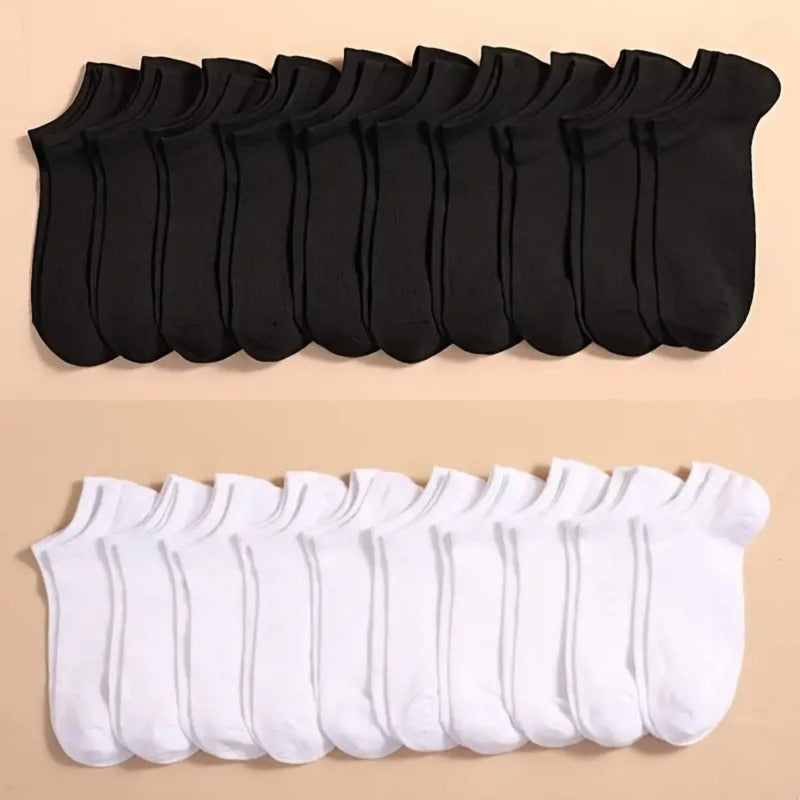 10/20 Pairs Unisex Ankle Socks Breathable Polyester Solid Colors Summer Thin Boat Socks