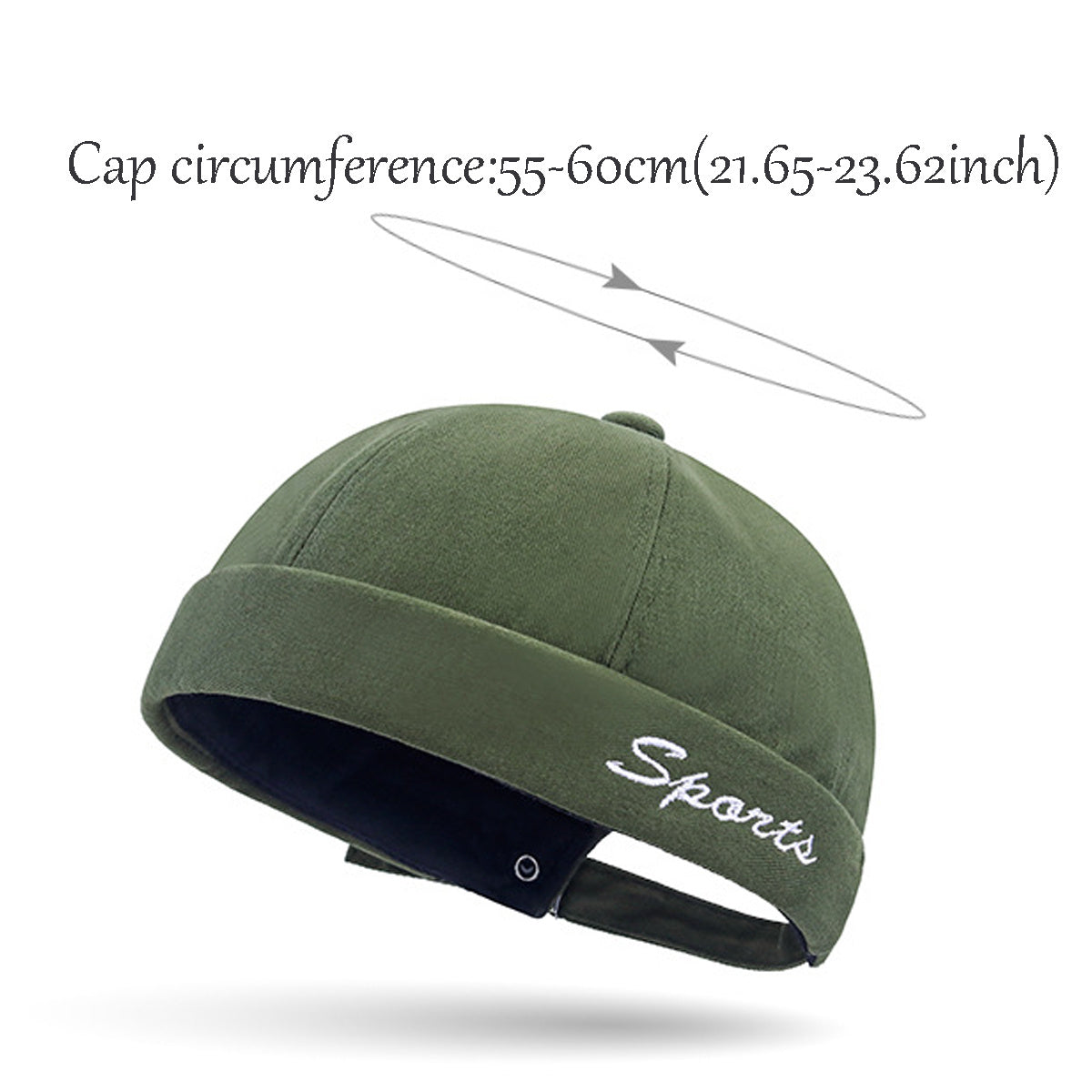 Sombrero vintage sin ala con puño enrollado ajustable, accesorio de moda unisex