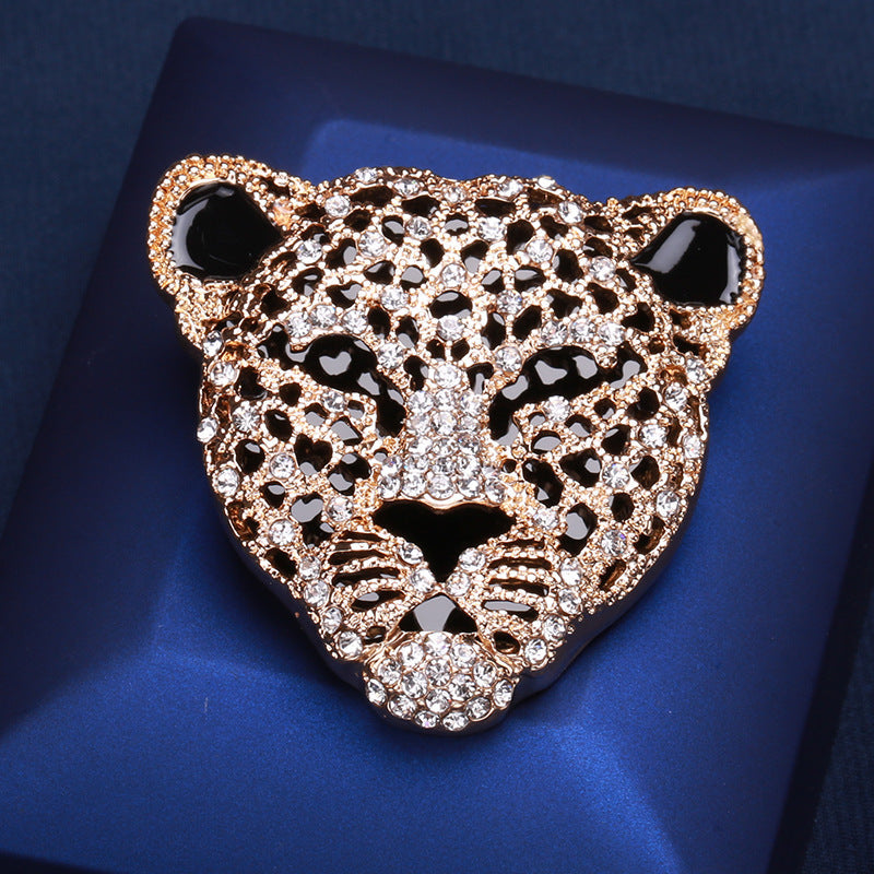 Vintage Panther Head Brooch Rhinestones for Men and Women Retro Style