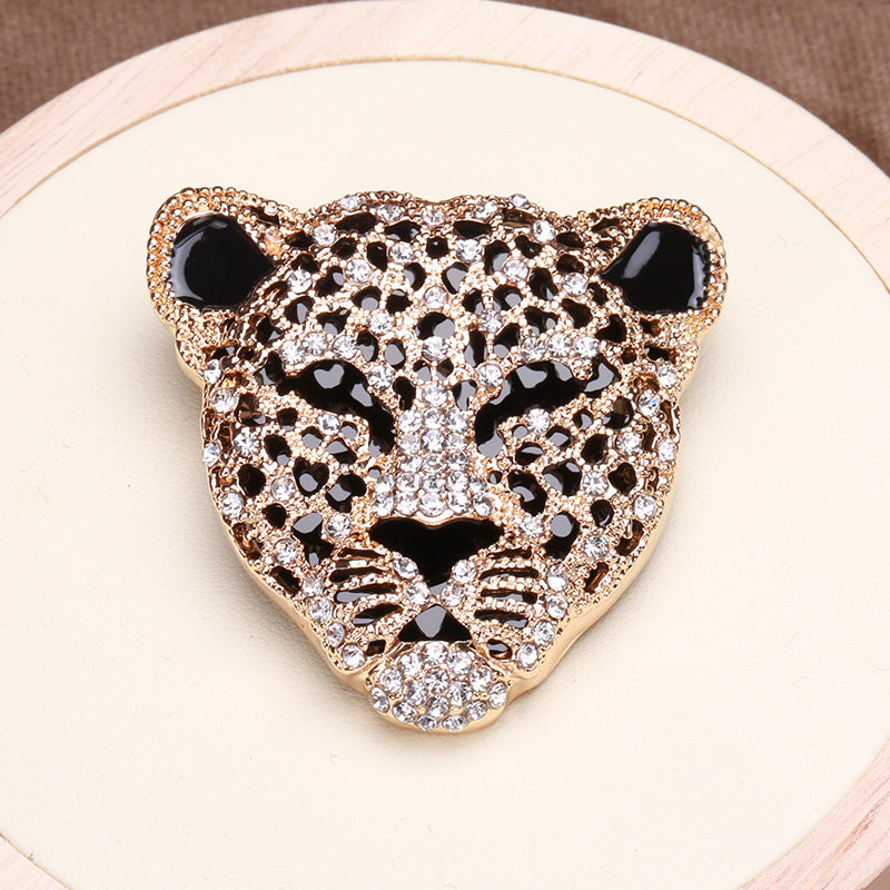 Vintage Panther Head Brooch Rhinestones for Men and Women Retro Style