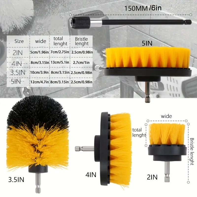 3-piece plastic drill brush cleaning set for home