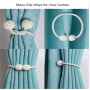 Set of 2 Minimalist Faux Pearl Magnetic Curtain Tiebacks No Drilling Holdbacks for Bedroom Living Room