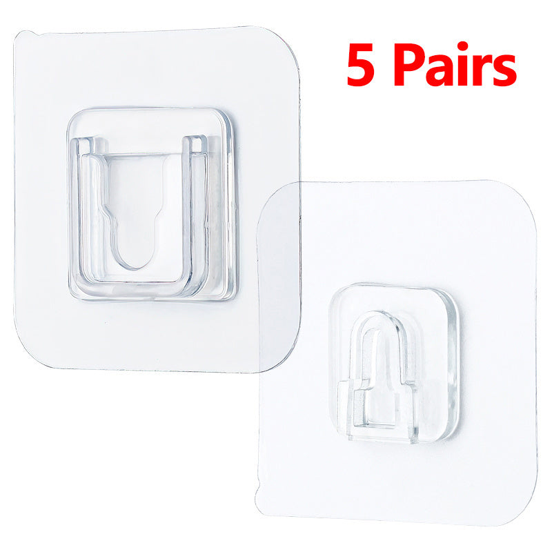 5 Pairs Transparent Adhesive Wall Hooks for Kitchen Bathroom Storage