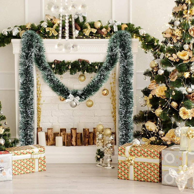 3-Pack 6.1m Christmas Tinsel Garland for Indoor Outdoor Decorations