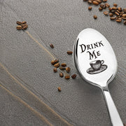 Engraved Stainless Steel Drink Me Spoon for Tea Parties and Gifts